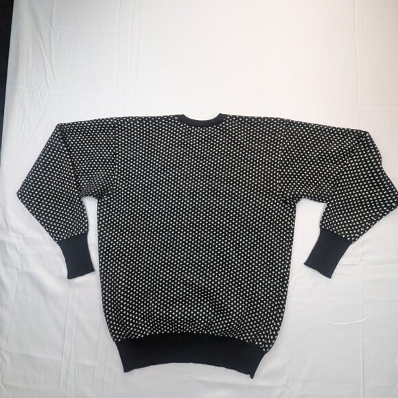 Bullock & Jones 100% Cashmere V-Neck Sweater Black White Geometric Men’s 42 - Picture 3 of 8
